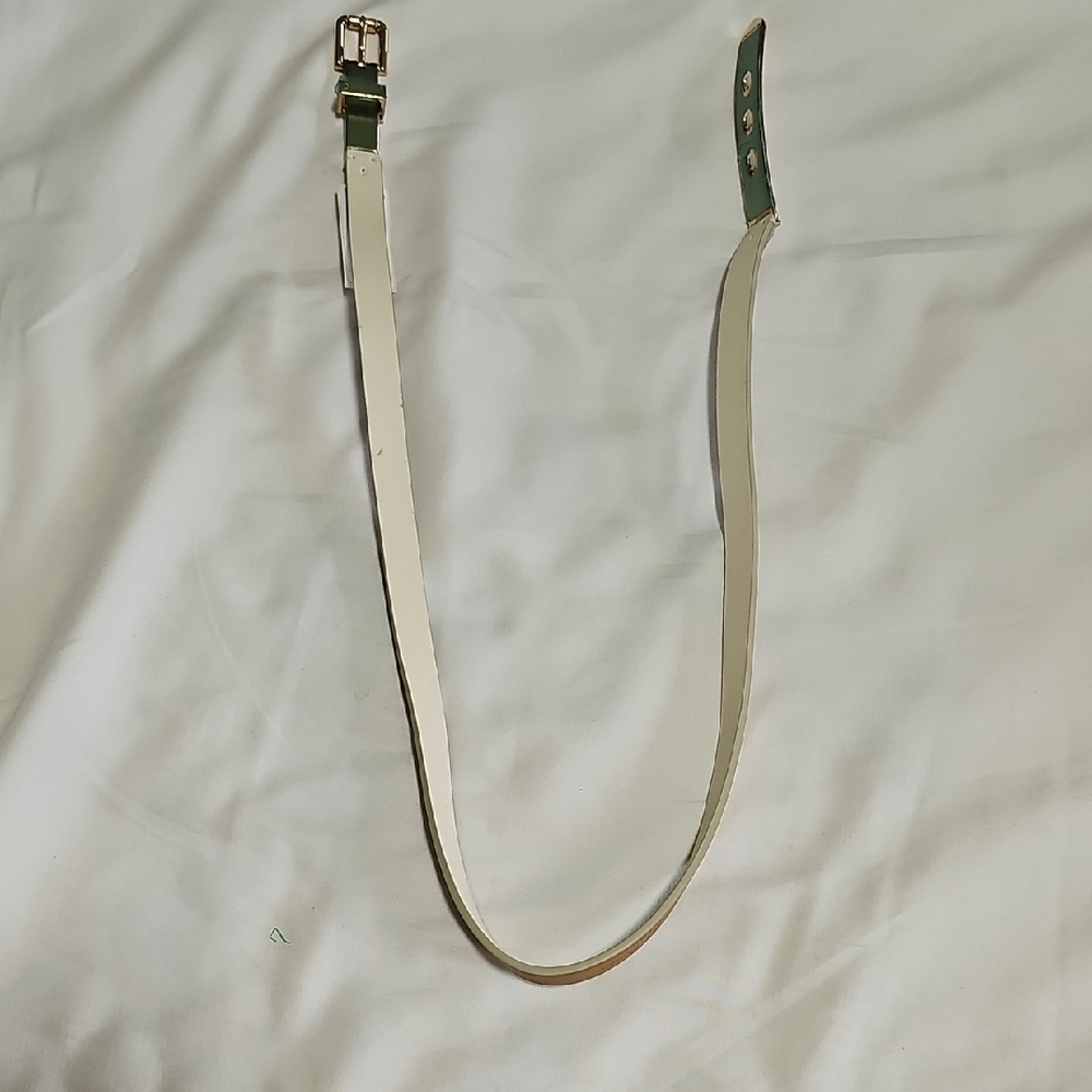 Polo by Ralph Lauren Cream Leather Belt Brass Buckle